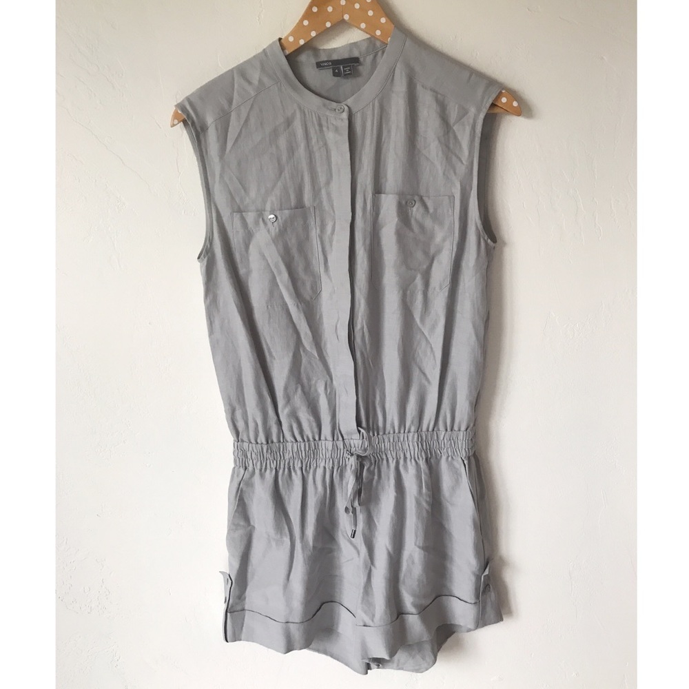 Vince Gray Drawstring Romper Grey Size 4 - Picture 2 of 3